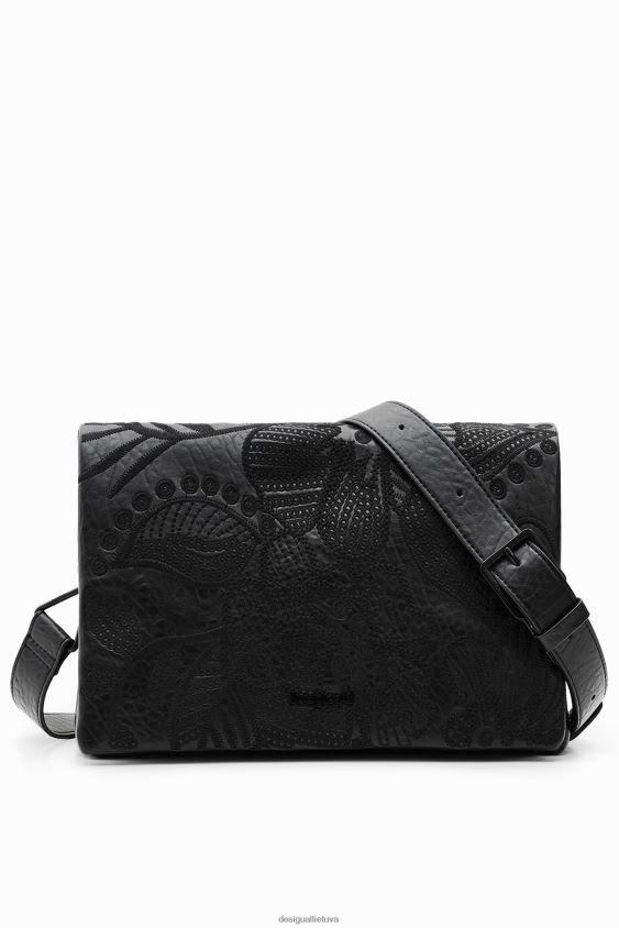 Desigual moterys vidutinio dydžio kryžminio dydžio krepšys su išsiuvinėtomis gėlėmis priedas S606BV1296