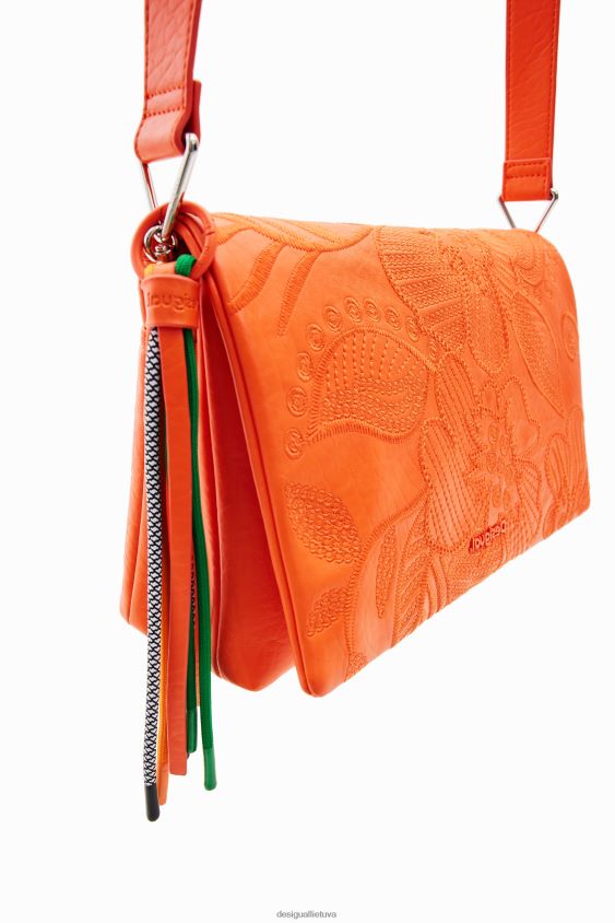 Desigual moterys vidutinio dydžio kryžminio dydžio krepšys su išsiuvinėtomis gėlėmis priedas S606BV1331
