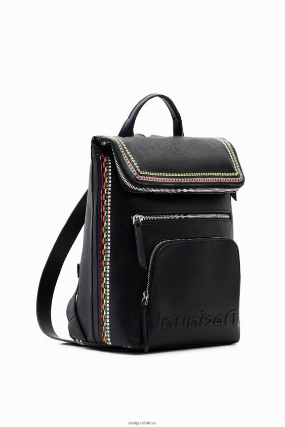 Desigual moterys vidutinio dydžio kuprinė su siuvinėtais atvartais priedas S606BV1183
