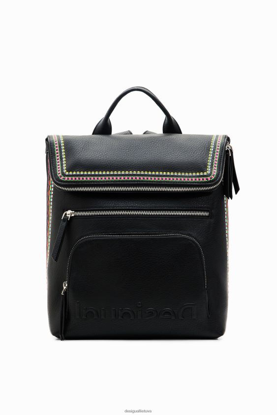 Desigual moterys vidutinio dydžio kuprinė su siuvinėtais atvartais priedas S606BV1183