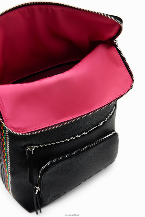 Desigual moterys vidutinio dydžio kuprinė su siuvinėtais atvartais priedas S606BV1183