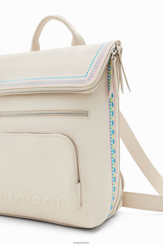 Desigual moterys vidutinio dydžio kuprinė su siuvinėtais atvartais priedas S606BV1357