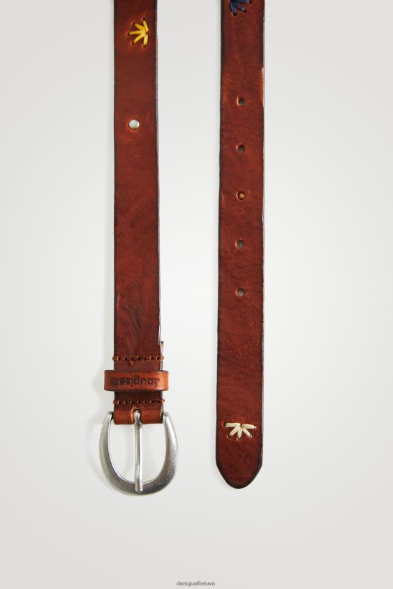 Desigual moterys išsiuvinėtas odinis diržas priedas S606BV1452
