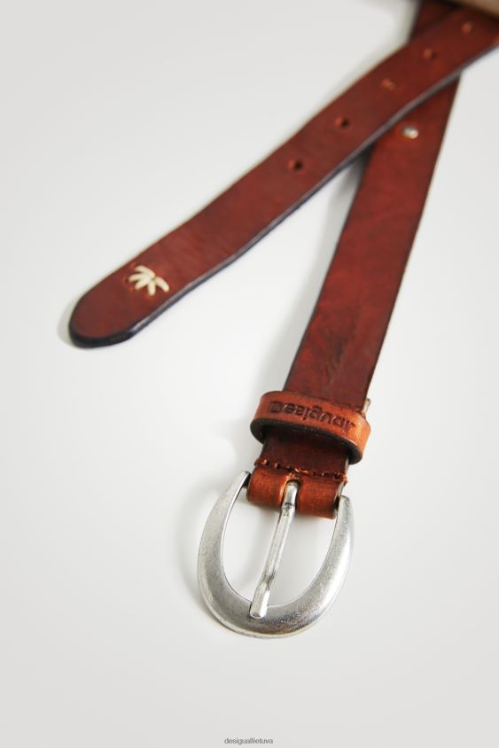 Desigual moterys išsiuvinėtas odinis diržas priedas S606BV1452