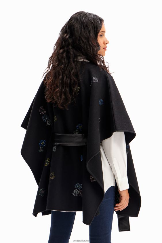 Desigual moterys siuvinėtas pončas diržu priedas S606BV1417
