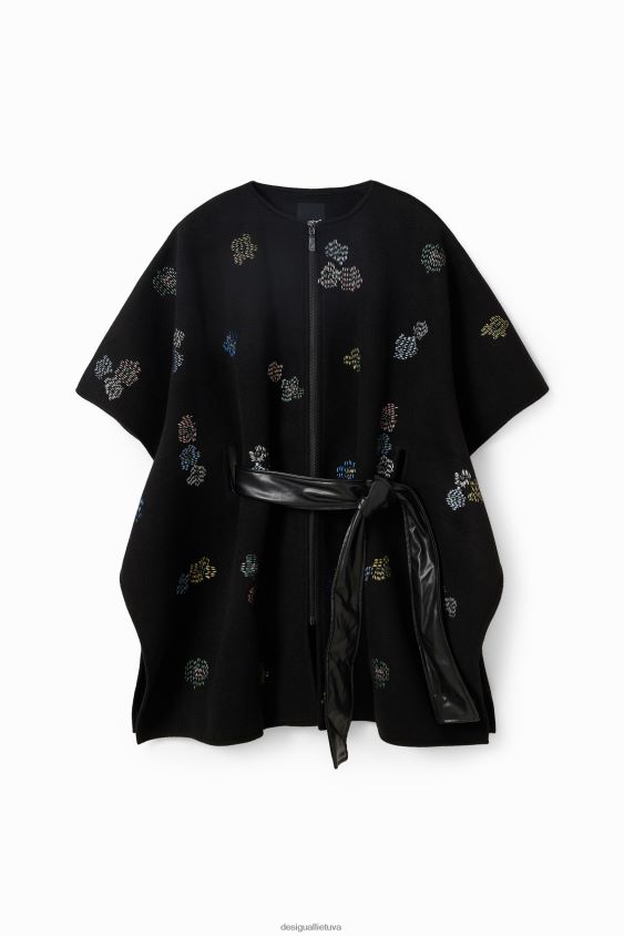 Desigual moterys siuvinėtas pončas diržu priedas S606BV1417