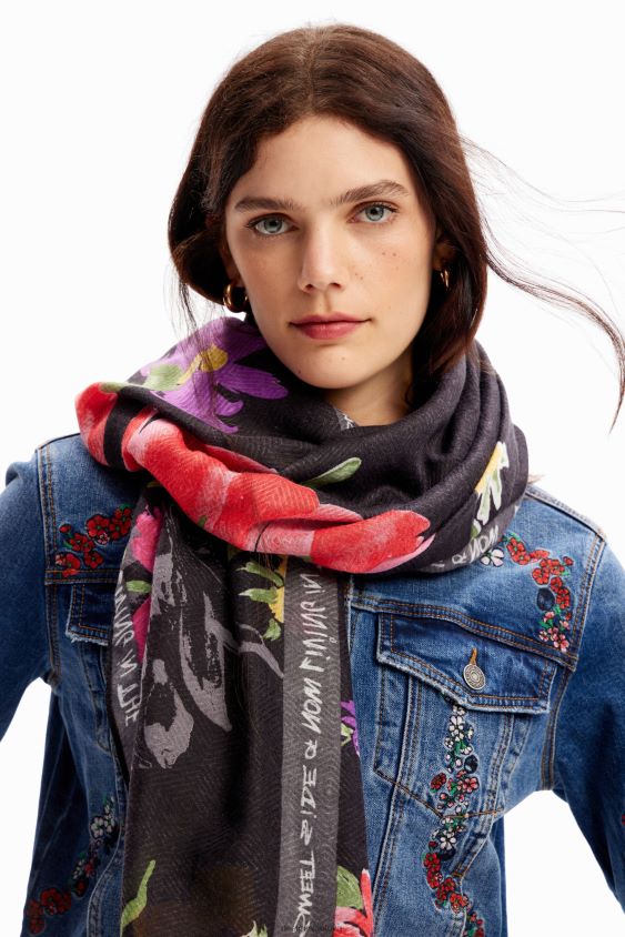 Desigual moterys gėlių kratinys stačiakampis foulard priedas S606BV1444