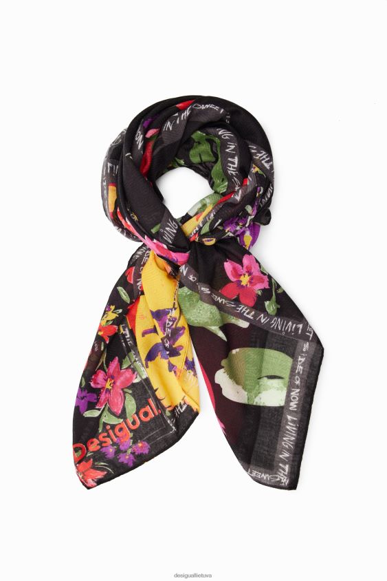 Desigual moterys gėlių kratinys stačiakampis foulard priedas S606BV1444