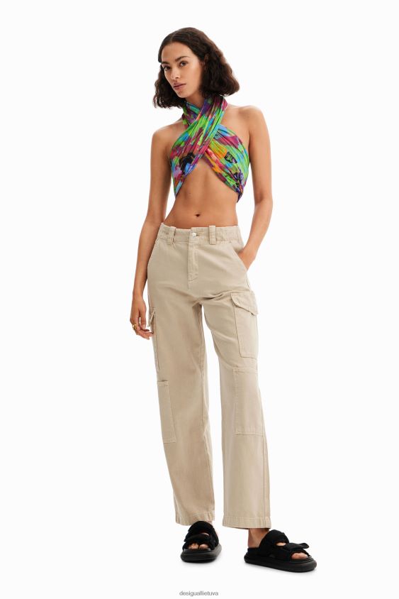Desigual moterys stačiakampio formos raukšlėtas gėlių žiedas priedas S606BV562