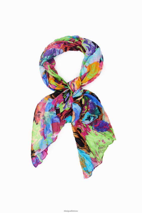 Desigual moterys stačiakampio formos raukšlėtas gėlių žiedas priedas S606BV562