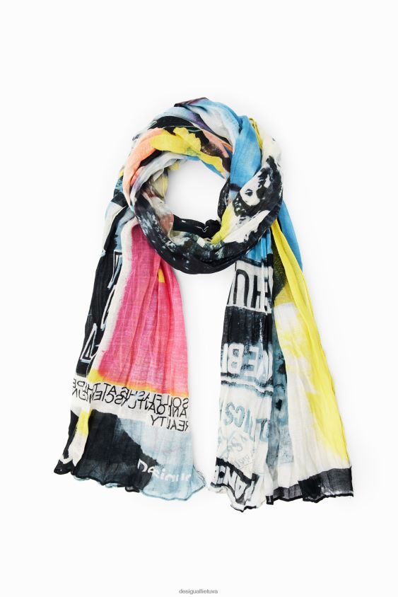 Desigual moterys stačiakampis raukšlėtas laikraštis priedas S606BV338