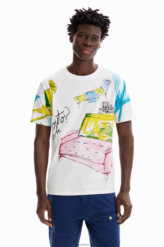 Desigual vyrų angelo marškinėliai trumpomis rankovėmis apranga S606BV1604