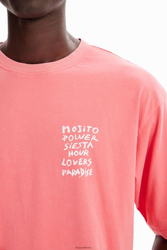 Desigual vyrų atpalaiduoti rūgštimi skalbiami marškinėliai apranga S606BV1594