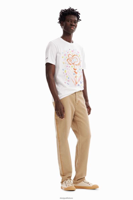Desigual vyrų atsipalaidavę meniški gėlių marškinėliai apranga S606BV1591