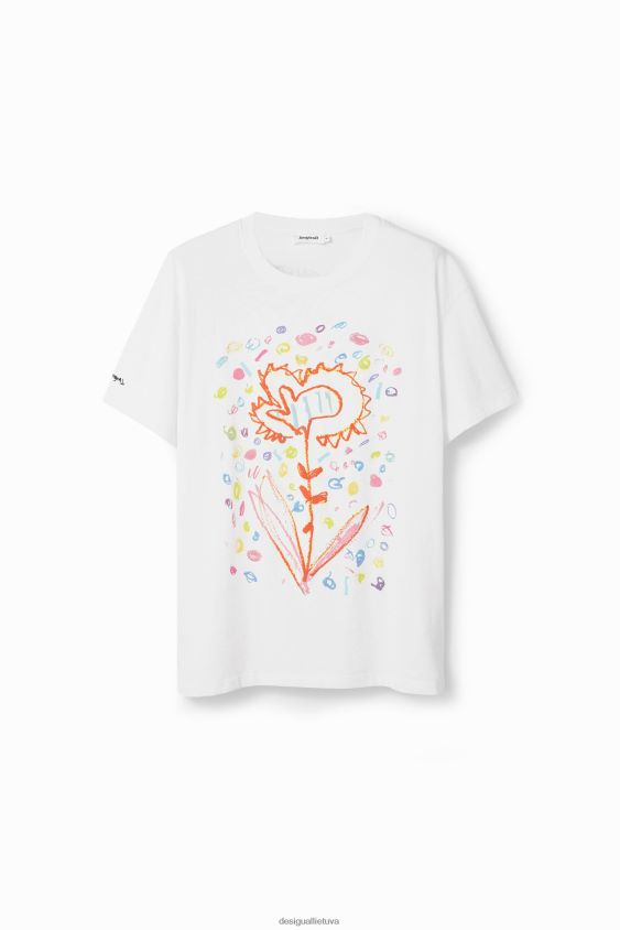 Desigual vyrų atsipalaidavę meniški gėlių marškinėliai apranga S606BV1591