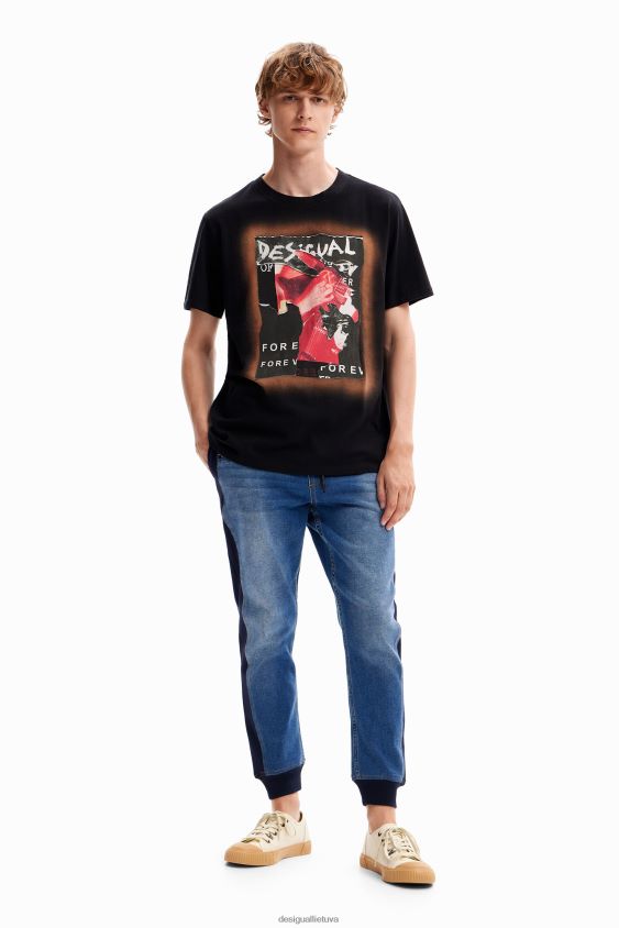 Desigual vyrų koliažo pleistrai marškinėliai apranga S606BV1618
