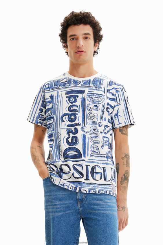 Desigual vyrų meno marškinėliai su logotipu apranga S606BV1592