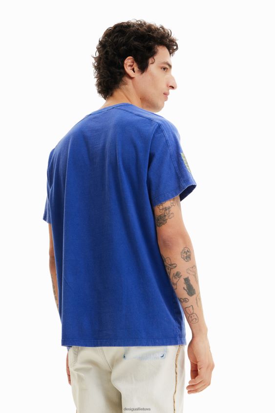 Desigual vyrų siuvinėti paprasti marškinėliai apranga S606BV1690