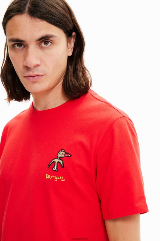 Desigual vyrų trumpomis rankovėmis paukščių marškinėliai apranga S606BV1527