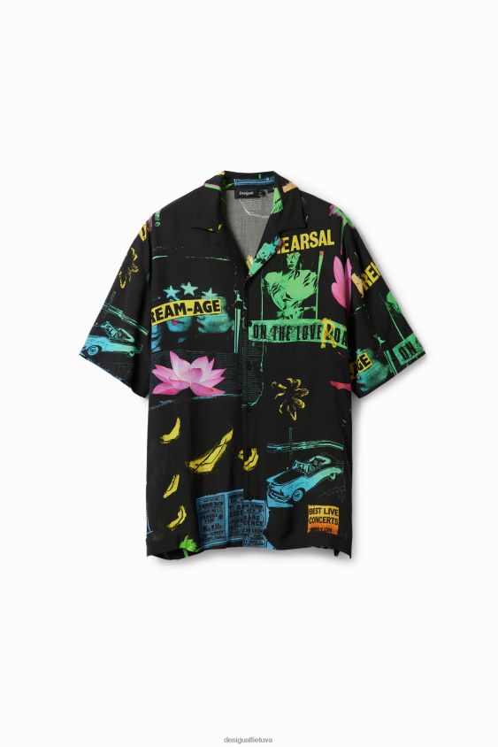 Desigual vyrų koliažas kurorto marškinėliai apranga S606BV1620