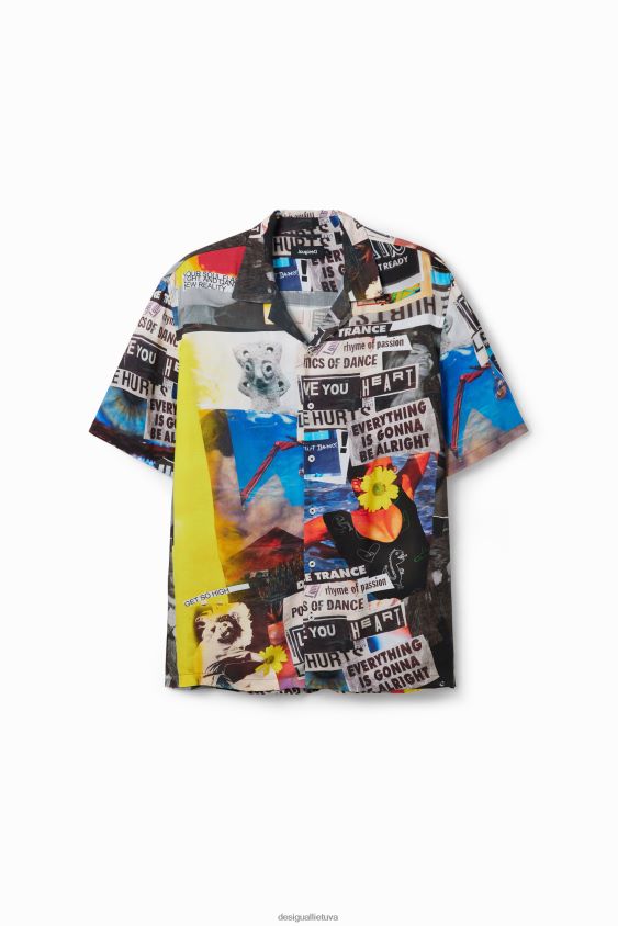 Desigual vyrų laikraščio kurorto marškinėliai apranga S606BV1553