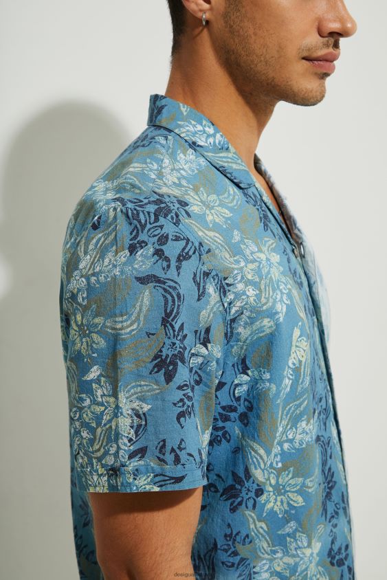 Desigual vyrų marškinėliai trumpomis rankovėmis gėlės apranga S606BV1697