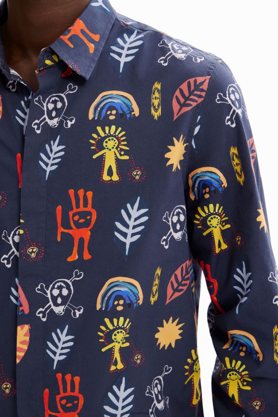 Desigual vyrų meniški poplino marškinėliai apranga S606BV1615