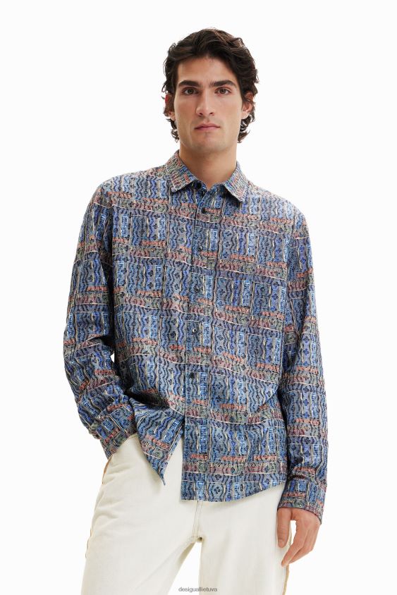 Desigual vyrų siuvinėti arty logotipu marškinėliai apranga S606BV1543