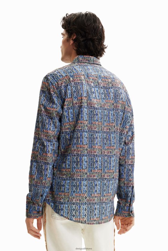 Desigual vyrų siuvinėti arty logotipu marškinėliai apranga S606BV1543