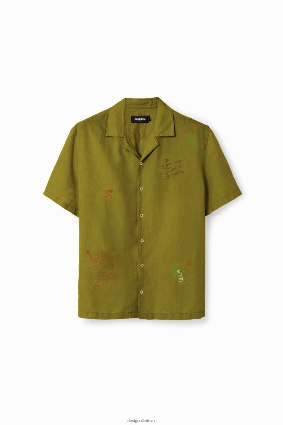 Desigual vyrų siuvinėti kurorto marškiniai apranga S606BV1648
