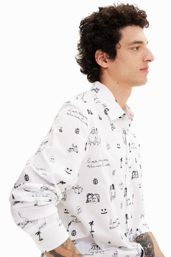 Desigual vyrų siuvinėti voile marškinėliai apranga S606BV1657