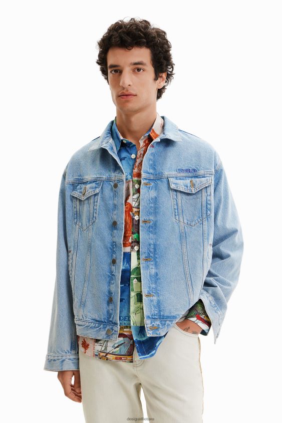 Desigual vyrų siuvinėta džinsinė sunkvežimio striukė apranga S606BV1636
