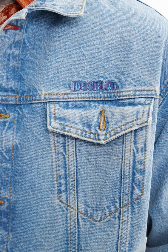 Desigual vyrų siuvinėta džinsinė sunkvežimio striukė apranga S606BV1636
